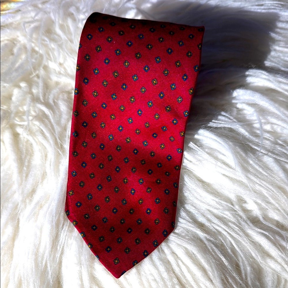 362.  Perry Ellis Red and Blue Geometric Silk Tie
